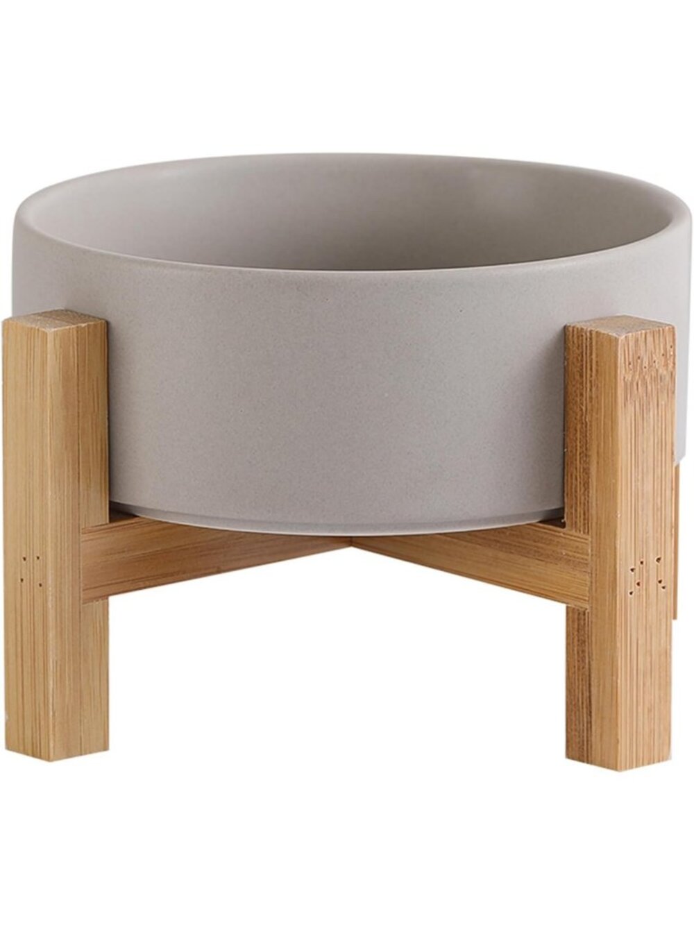 Elevated Ceramic Cat & Dog Bowl with Bamboo Stand - Anti-Vomiting, Stress-Free
